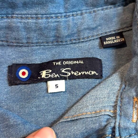 The Original Ben Sherman Denim Button Down Short Sleeve Shirt Size 5 - Picture 3 of 5